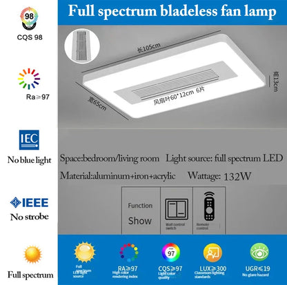 DecorBites™ LED Bladeless Ceiling Fan with Remote Control for Modern Living Room