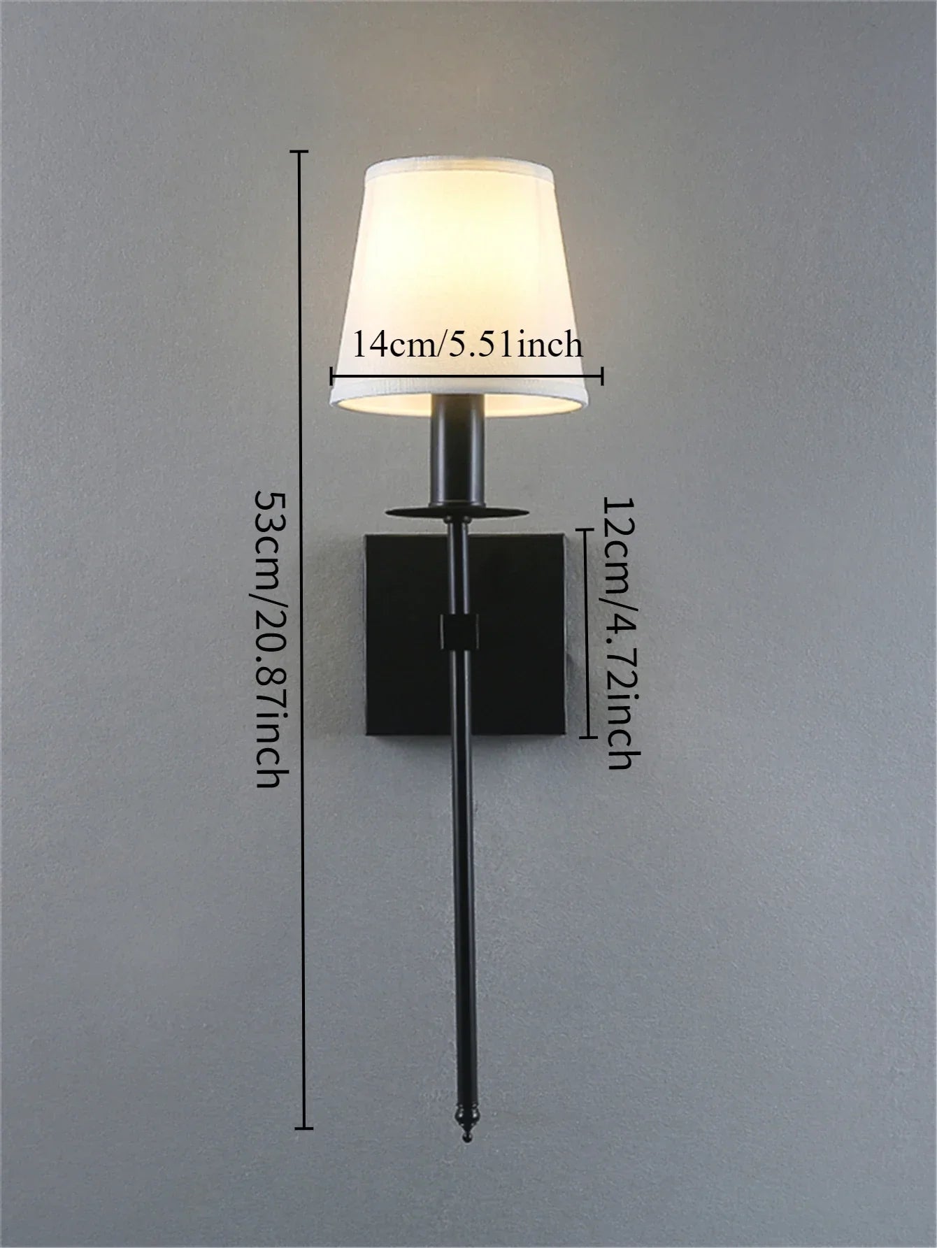 DecorBites™ Industrial White Wall Lamp with Textile Shade for Bathroom, Mirror & Bar