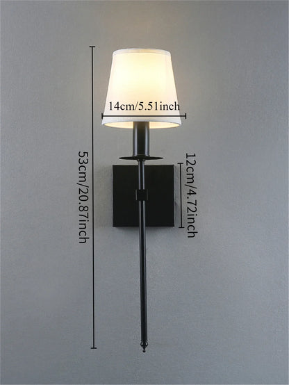DecorBites™ Industrial White Wall Lamp with Textile Shade for Bathroom, Mirror & Bar