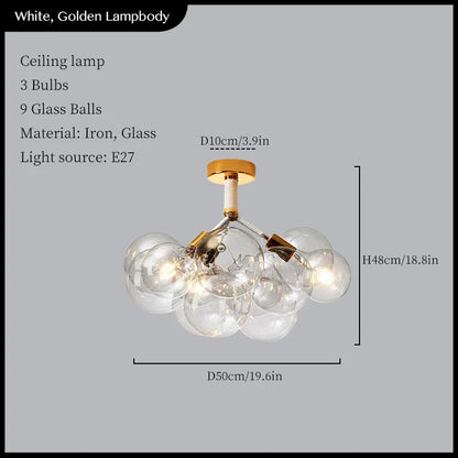 DecorBites™ Glass Balls Ceiling Pendant Lights Minimalist Living Room Chandelier Shop Bar Decor