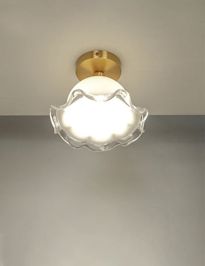 DecorBites™ Antique Glass Ceiling Light: Elegant French Design, Unique Modern Brass Luminaria