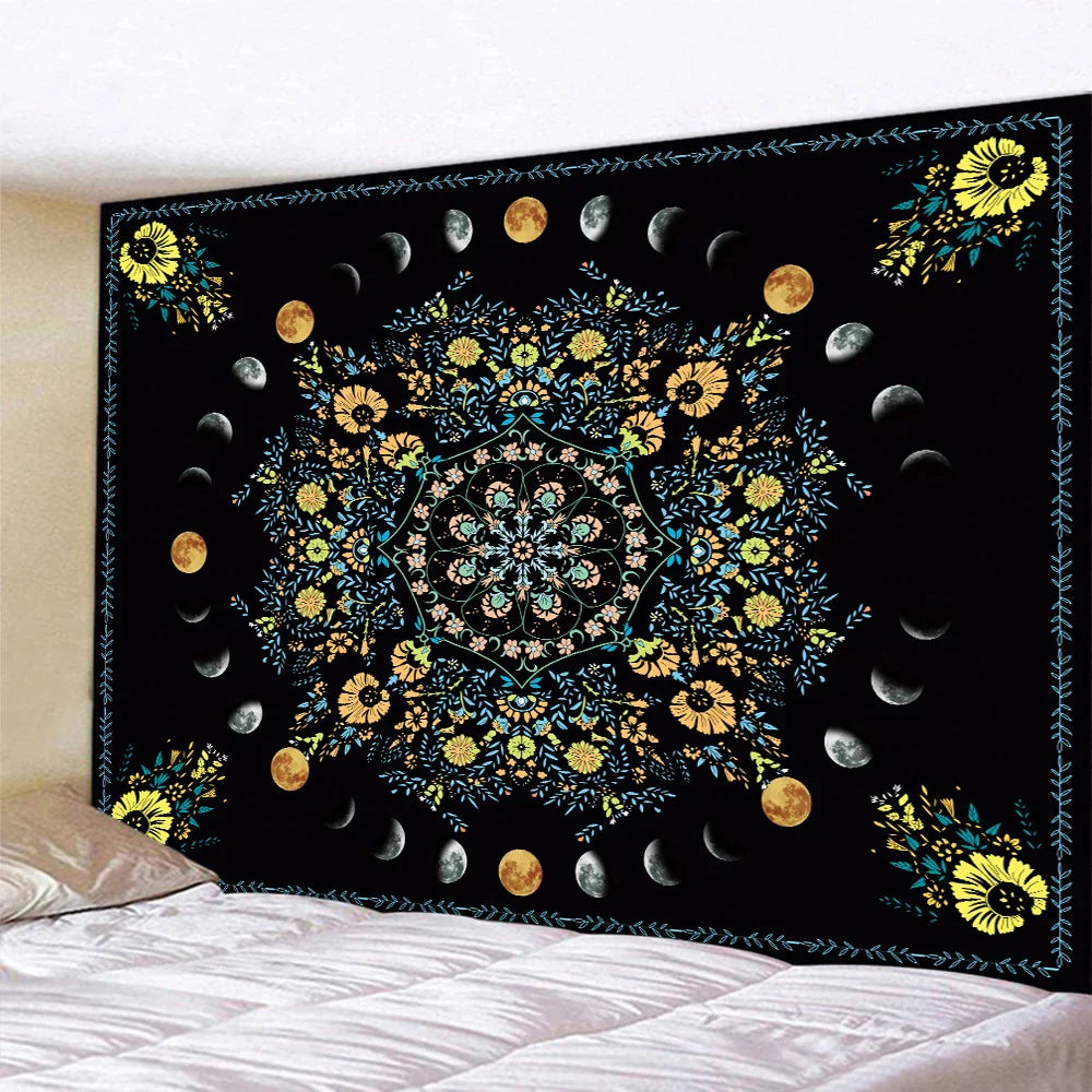 Decobites Psychedelic Butterfly Sun Moon Tapestry for Bohemian Bedroom Wall Decor