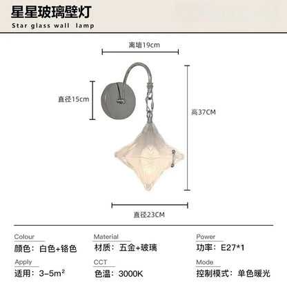 Lámpara de pared LED de cristal DecorBites™ estilo Bauhaus medieval francés para salón y dormitorio