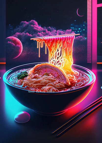 DecorBites™ Japanese Food Neon Posters Canvas Painting for Home Kitchen Decor