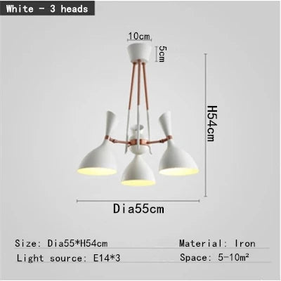 DecorBites™ Nordic LED Multiple Head Chandelier - Black/White Iron Art - Living Room/Bedroom/Kitchen/Hotel