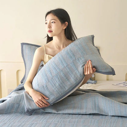 بطانية منشفة قطنية ثلاثية الطبقات مع وسادة من DecorBites™ - لحاف صيفي رائع