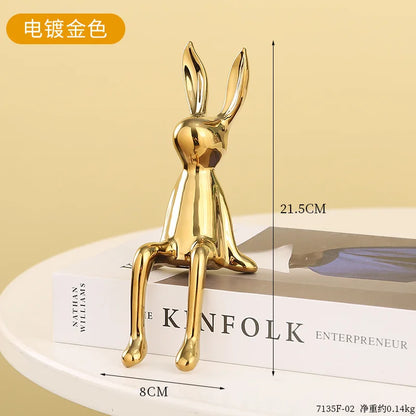 DecorBites™ Gold Rabbit Ceramic Ornaments for Home & Office Decor