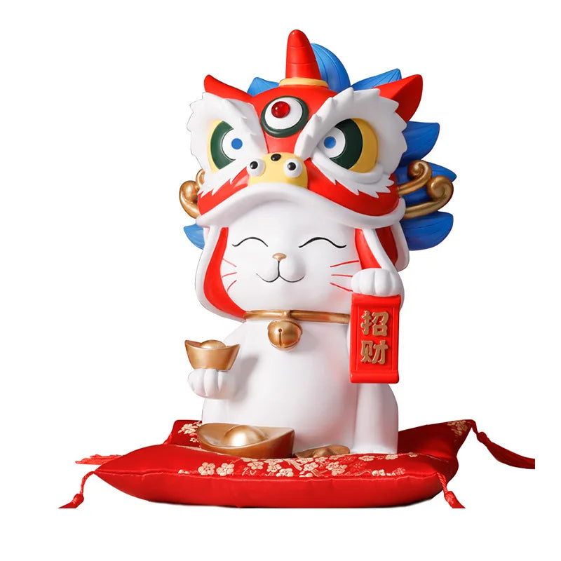 DecorBites™ Lucky Cat Resin Home Decor, Symbol of Wealth and Luck, Perfect for Store Openings