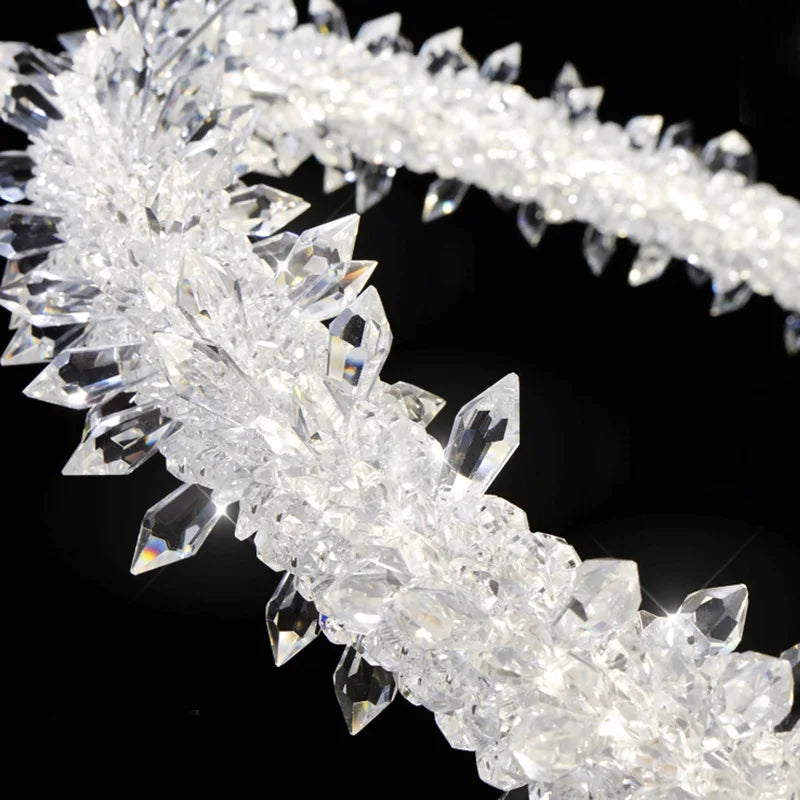 DecorBites™ LED Glass Crystal Chandelier White Lustre Pendant Light for Home Decor