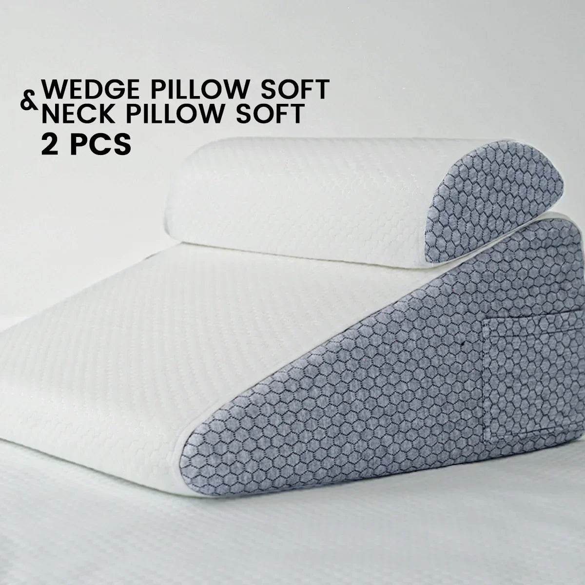 Decobites Memory Foam Bed Wedge Pillow Set - Versatile Support for Back, Leg, and Knee