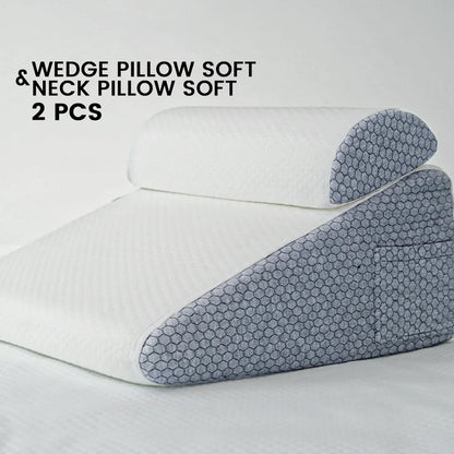 Decobites Memory Foam Bed Wedge Pillow Set - Back, Leg, and Knee Pain Relief