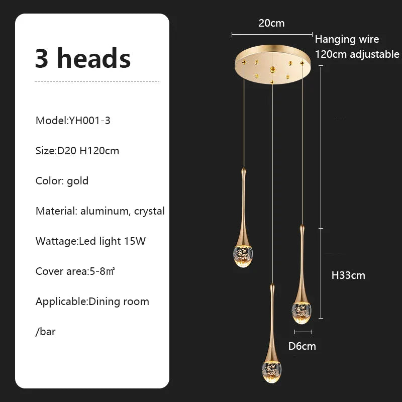 DecorBites™ Crystal Chandelier: Modern LED Pendant Light for Villa Living Room and Attic