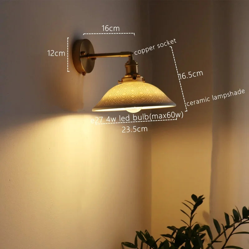DecorBites™ Ceramic Copper LED Wall Lamp for Bedroom Bedside Mirror Light