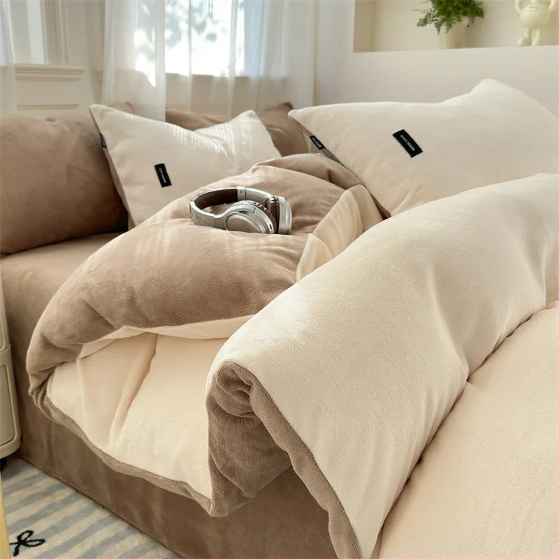 غطاء لحاف فردي مخملي بلون مرجاني من DecorBites™ لفصل الشتاء