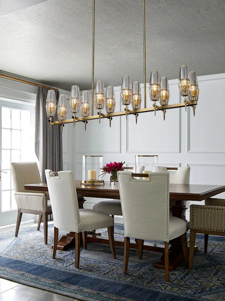 DecorBites™ Copper & Glass Chandelier - Luxury Lighting Fixture for Living, Dining, Bedroom - Dimmable