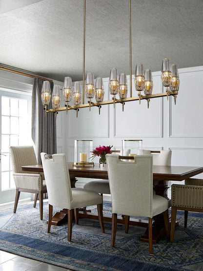 DecorBites™ Copper & Glass Chandelier - Luxury Lighting Fixture for Living, Dining, Bedroom - Dimmable