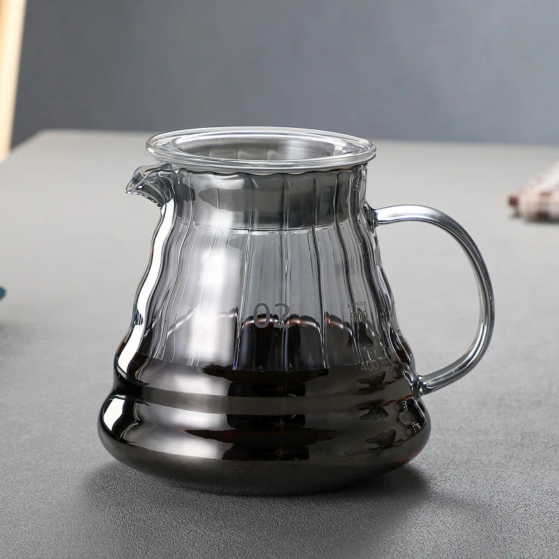 DecorBites™ Glass Coffee Carafe, 600ml Pour Over Pot with Rubber Lid
