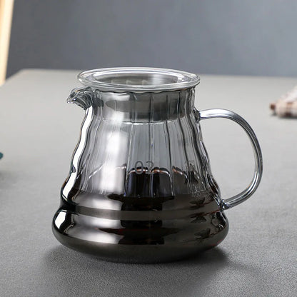 DecorBites™ Glass Coffee Carafe, 600ml Pour Over Pot with Rubber Lid