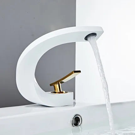 DecorBites™ Gold Bathroom Faucet | Deck Mounted Sink Tap | Hot and Cold Basin Mixer