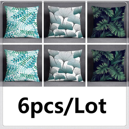 DecorBites™ Green Leaves Flower Pillowcase Set | Modern Winter Short Plush 45x45cm Cozy Covers