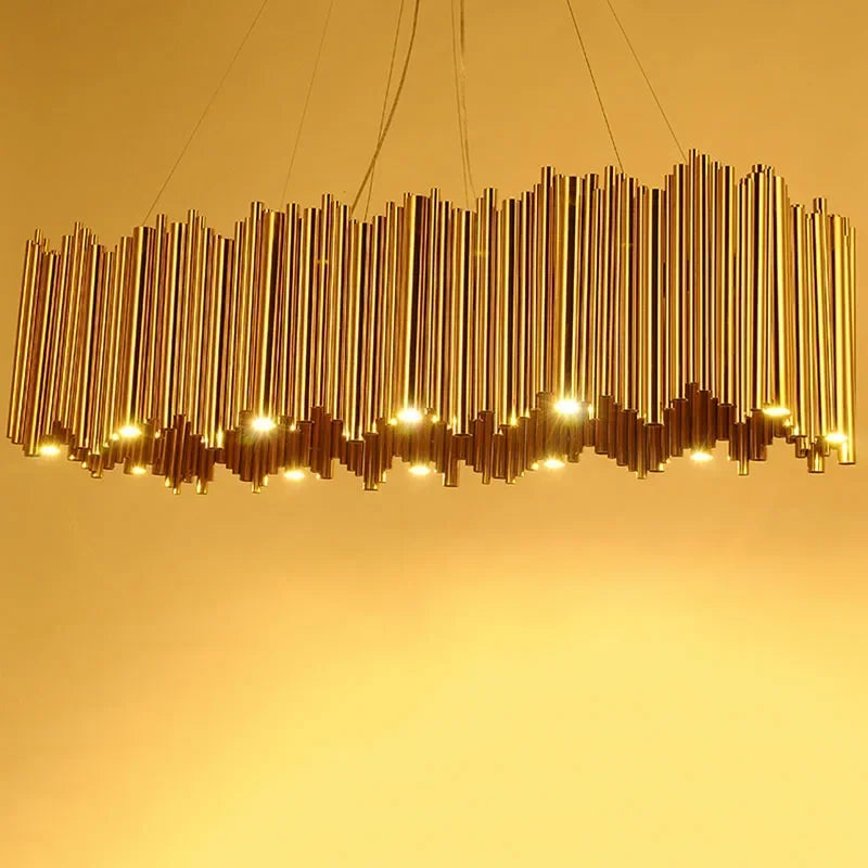 Lámpara colgante de techo LED Gold Brubeck™ Decorbites - Luminaria de suspensión de tubos de aleación de aluminio elegante