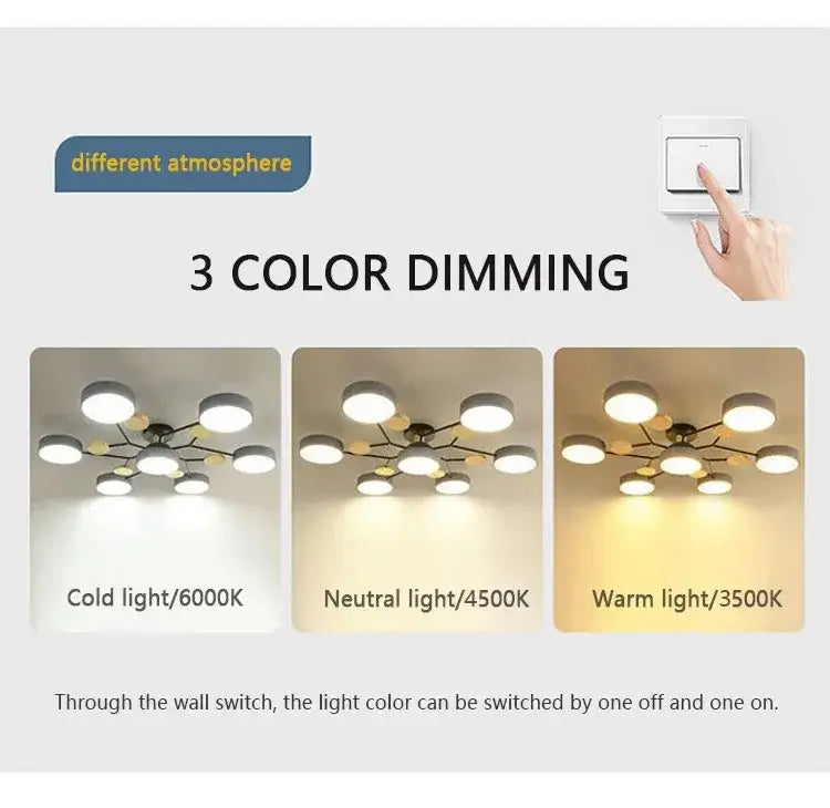 DecorBites™ Modern Macaron Ceiling Chandelier with 3-Color Dimming