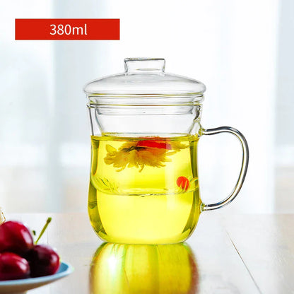 Decorbites™ Glasblumen-Teetasse mit Henkel, Filter und Deckel
