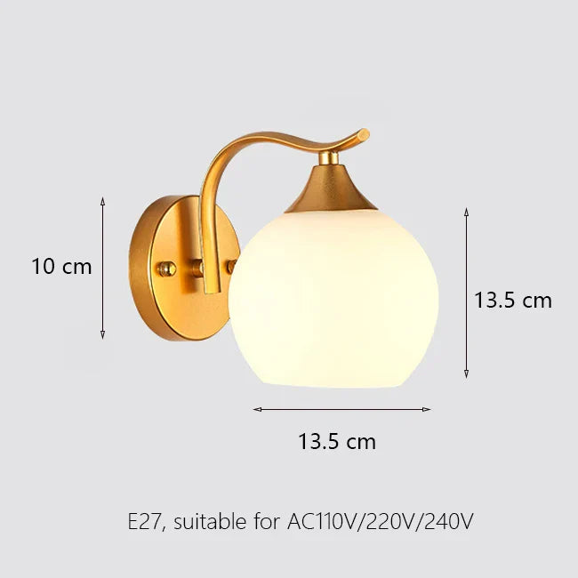 DecorBites™ Iron Wall Lamp with Glass Ball, Elegant Sconce Light for Home Stairs and Reading