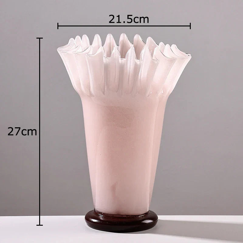 DecorBites™ Lotus Leaf Edge Glass Vase: Table Flower Arrangement Room Decor Aesthetic