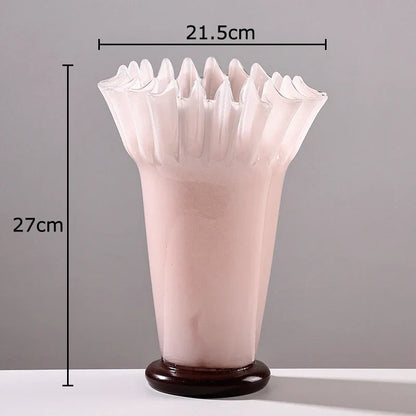 DecorBites™ Lotus Leaf Edge Glass Vase: Table Flower Arrangement Room Decor Aesthetic