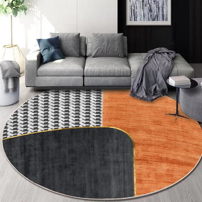 DecorBites™ Circular Geometric Cashmere Floor Mat for Living Room, Stain Resistant & Easy-Clean