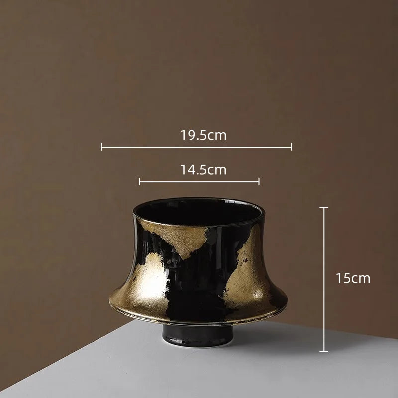 DecorBites™ Gold Foil Ceramic Vase for Flower Arrangement and Home Decoration