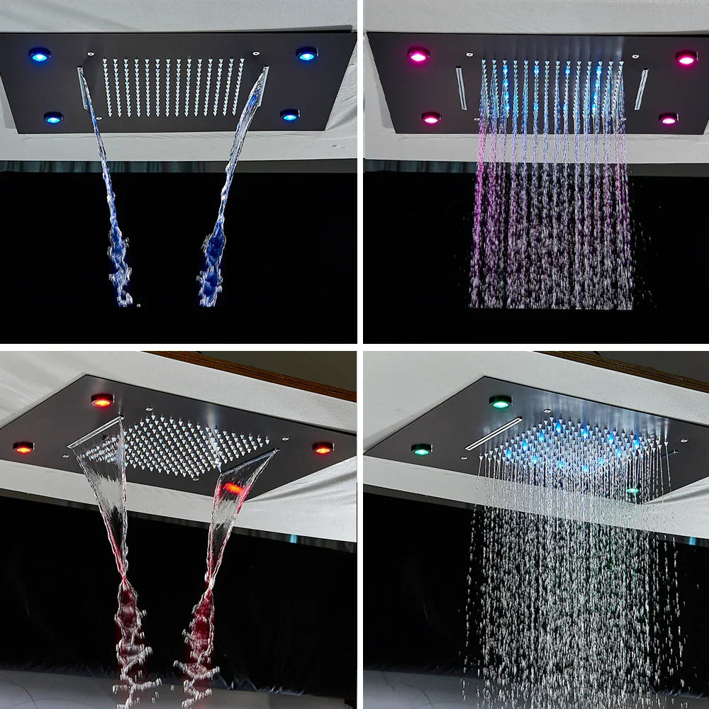 DecorBites™ LED Thermostatic Shower System with Remote Control and Ceiling Mount