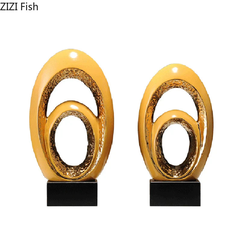 Escultura de Arte Abstracta Decorbites™ Gold Ornamentos de Escritorio Estética Minimalista Decoración
