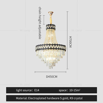 DecorBites™ Crystal Chandelier Spiral Staircase Hall Lamp Duplex Living Room Hardware Texture