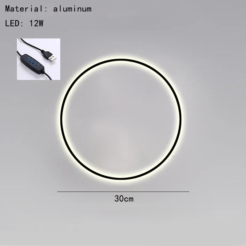 DecorBites™ Dimmable Black Gold Aluminium Ring Wall Lamp for Elegant Lighting