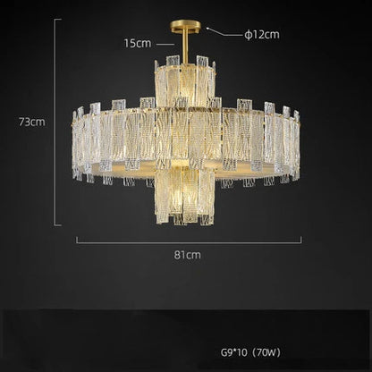 Lámpara de araña DecorBites™ Art Déco de cristal dorado cobrizo con iluminación LED