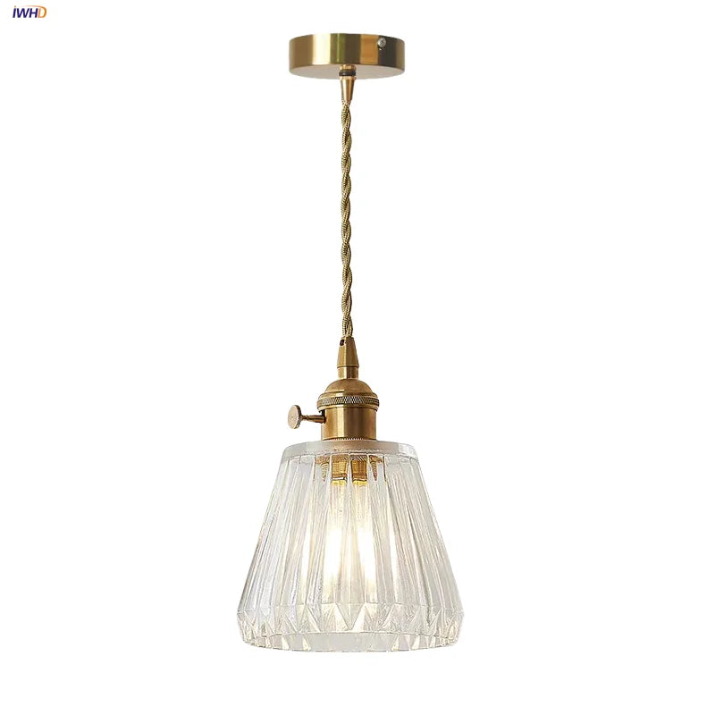 DecorBites™ Clear Glass LED Pendant Light Fixture Modern Copper Knob Switch Hang Lamp