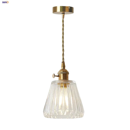 DecorBites™ Clear Glass LED Pendant Light Fixture Modern Copper Knob Switch Hang Lamp