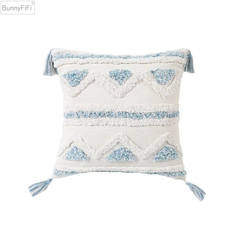 غطاء وسادة هندسي مزدوج أزرق من DecorBites™ للديكور المنزلي والسيارة