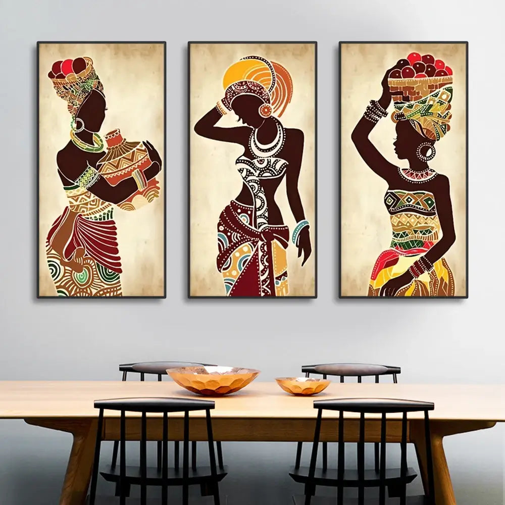 Decorbites™ Afrikanische Frau Leinwand-Wandkunst-Set