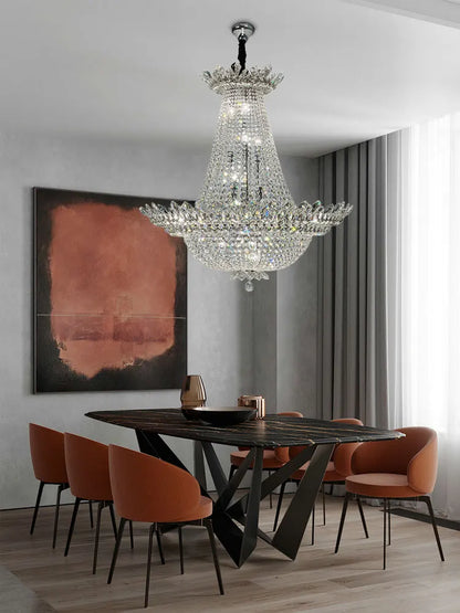 DecorBites™ K9 Crystal Chrome LED Chandelier for Trendy Living Room Lighting