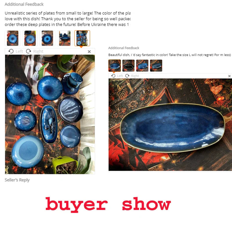 DecorBites™ Japanese Blue Ceramic Tableware Set - Rice Bowl, Plate, Spoon, Udon Ramen Bowl, Soup Dish