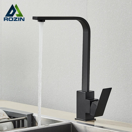 DecorBites™ Brushed Nickel Kitchen Faucet | 360 Rotate Hot Cold Mixer Tap | Single Lever