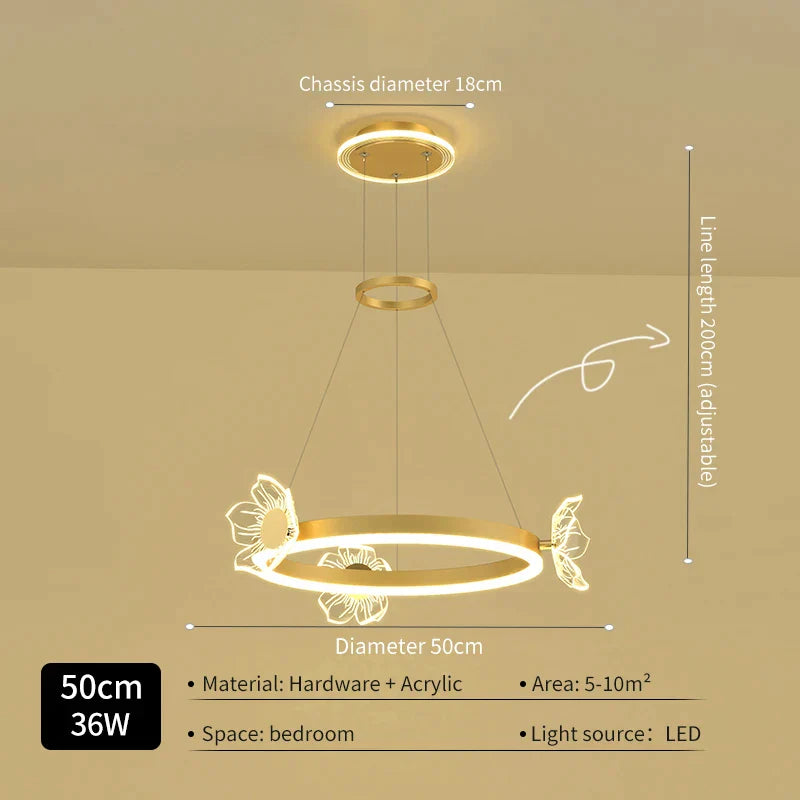 Decorbites™ Lámpara de Araña de Techo Redonda LED Mariposa Dorada para Sala de Estar y Dormitorio
