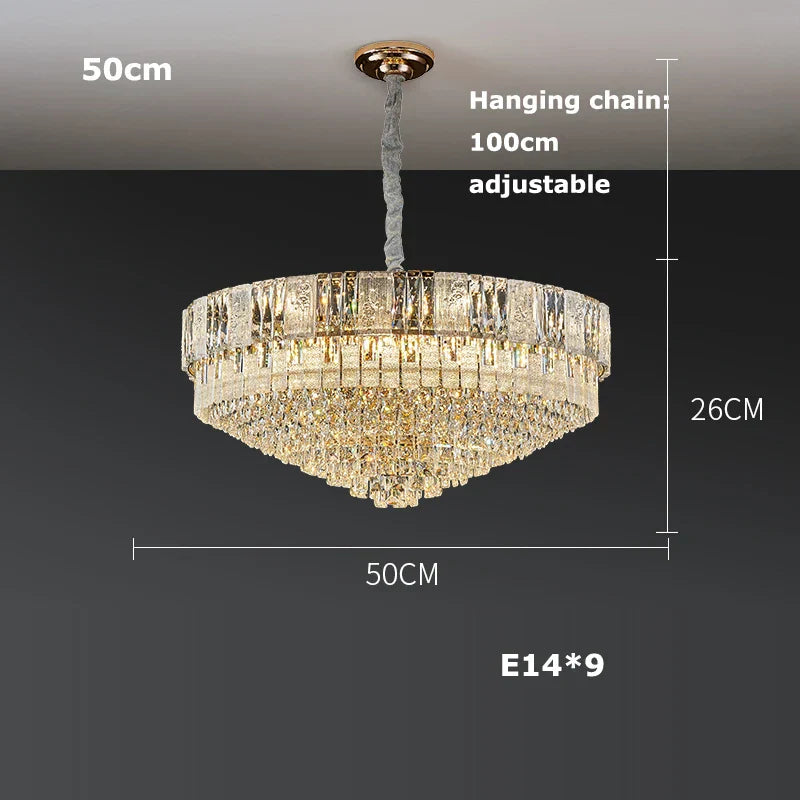 DecorBites™ K9 Crystal Gold Chandelier Lighting for Living Room