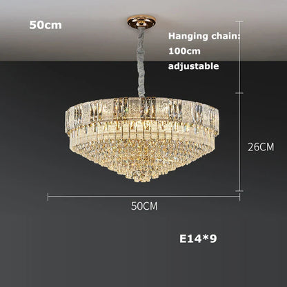 DecorBites™ K9 Crystal Gold Chandelier Lighting for Living Room