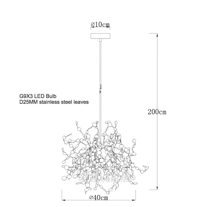 DecorBites™ Leaf Chrome Ceiling Chandelier for Living Room, Bar, or Balcony Lighting