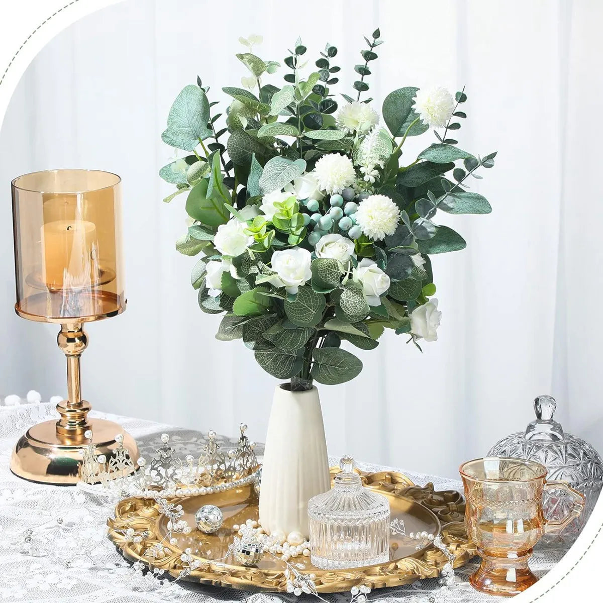 DecorBites™ - Combo de 30 plantas artificiales de tallo verde para ramos y decoración de eventos.