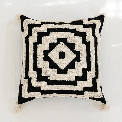 Funda de cojín DecorBites™ Boho con borlas - Cuadrada de 45x45cm para decoración del hogar